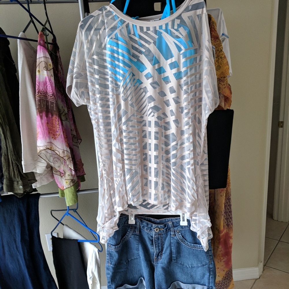 Katherine Barclay top shirt see through beige